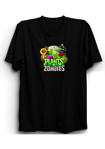 Plants Vs. Zombies, Bitkiler ve Zombiler, Karakterli Logo, Oyun, Game Tişört