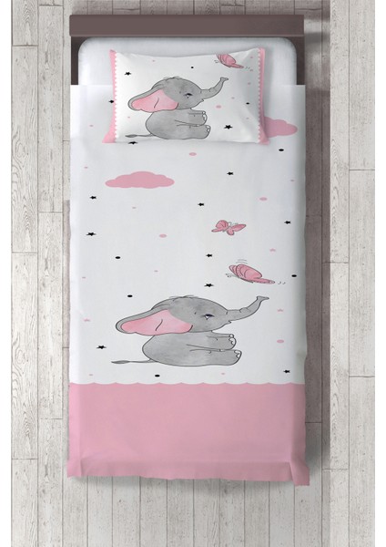 kelebekli Fil Desenli Yatak Örtüsü TLAY-218