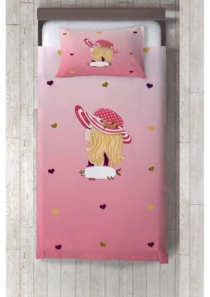 pembe Şapkalı Kız Çocuk ve Bebek Odası Yatak Örtüsü TLAY-149