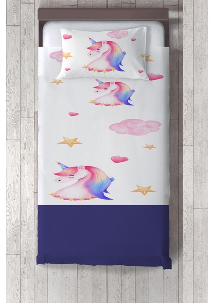 çocuk ve Bebek Odası Mor Pegasus Desen Yatak Örtüsü TLAY-131