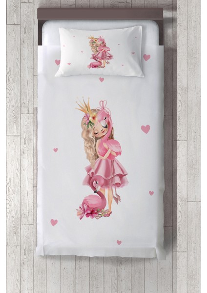prenses ve Flamingo Desenli Yatak Örtüsü TLAY-230