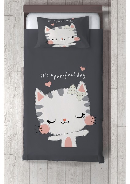 kedi Baskılı Çocuk ve Bebek Odası Yatak Örtüsü TLAY-245