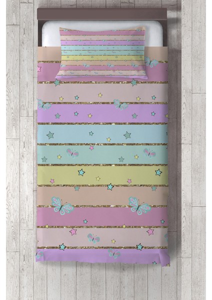 renkli Şerit Desenli Yatak Örtüsü TLAY-292