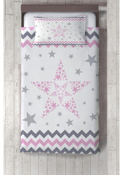 Pembe yıldız Desenli Çocuk ve Bebek Odası Yatak Örtüsü TLAY-211