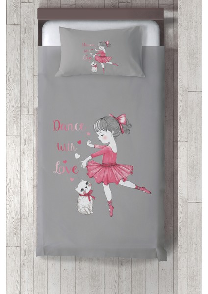 balerin Kız ve Kedi Desenli Çocuk ve Bebek Odası Yatak Örtüsü TLAY-217