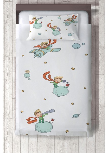 Küçük Prens Uçak Desenli Çocuk ve Bebek Odası Yatak Örtüsü TLAY-308