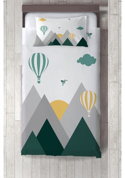 yeşil Kuş Vadisi Dağ Desenli yatak Örtüsü TLAY-299