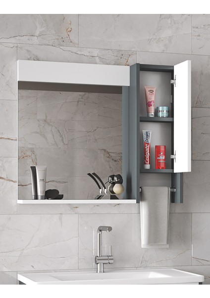 Okyanus 80 Cm-Mdf Banyo Aynası, Havluluklu Ayna, Çok Amaçlı Aynalı Banyo Dolabı, Raflı Ayna fiyatları