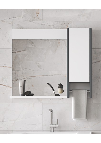 Okyanus 80 Cm-Mdf Banyo Aynası, Havluluklu Ayna, Çok Amaçlı Aynalı Banyo Dolabı, Raflı Ayna modelleri