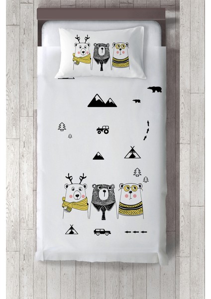 sevimli Ayılar Desenli Yatak Örtüsü TLAY-254