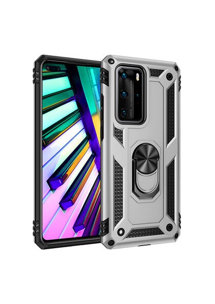 Huawei P40 Pro Çift Katmanlı ve Yüzüklü Tam Koruma Vega Premium Kılıf