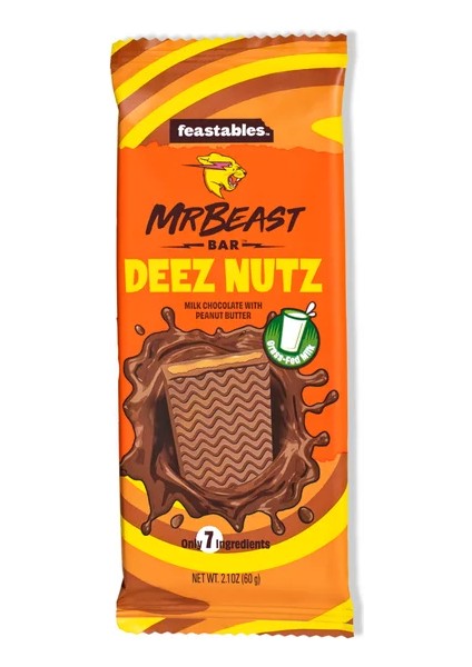 Mr Beast Deez Nutz Peanut Butter Milk Chocolate Bar 60 gr