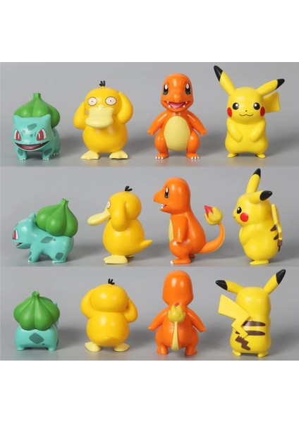 Pokemon Figür 6 Adet Takım (Pikachu, Charmander,squirtle,bulbasaur,psyduck,jigglypuff)