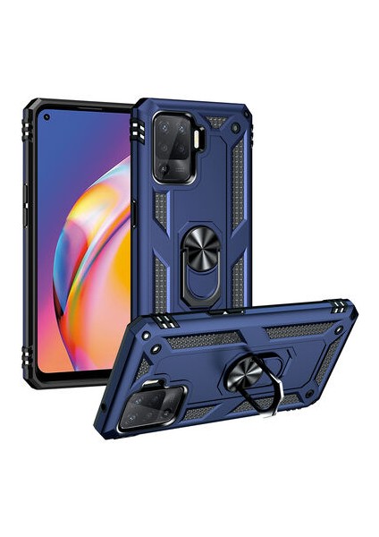 Oppo Reno 5 Lite Çift Katmanlı ve Yüzüklü Tam Koruma Vega Premium Kılıf