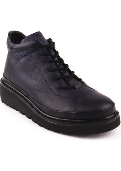 Deri Modern Rahat Tam Ortopedik Tarz Deri Bot Lacivert 3520 fiyatları