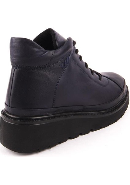 Deri Modern Rahat Tam Ortopedik Tarz Deri Bot Lacivert 3520 indirimleri