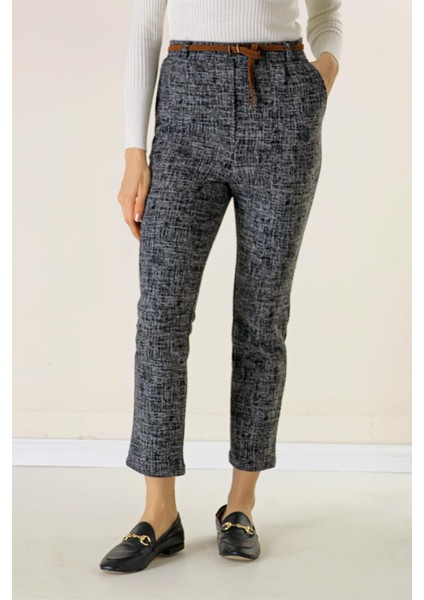 Beli Lastikli Kemerli Yandan Cepli Cam Kırığı Desen Dar Paça Pantolon fiyatları