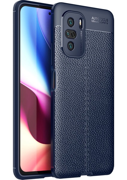 Xiaomi Poco F3 Kılıf Focus Derili Silikon - Lacivert