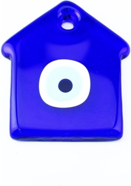 Cam Nazar Boncuğu Delikli Ev Modeli Küçük 5.5x6 Cm