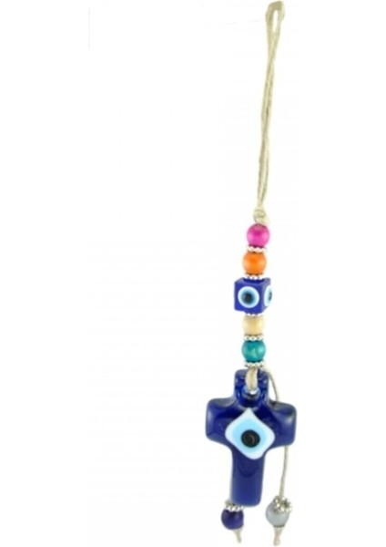 Nazar Boncuğu Cam Jut Ipli Haç Figürlü 25x4.5 Cm