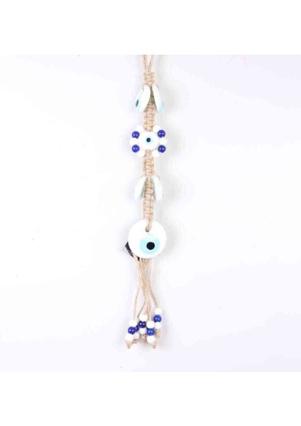 Nazar Makrome Beyaz Renk Altılı Oval Şekilli Duvar Süsü