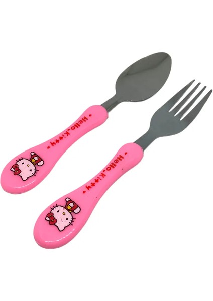 Bebek Çocuk Çatal Kaşık Seti Taşıma Kutulu Hello Kitty