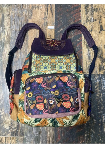 Patchwork Tasarım Etnik Otantik Sırt Çantası Günlük Seyahat Kullanım