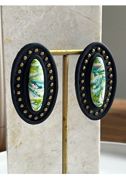 Polimer Kil El Yapımı Katlı Siyah Yeşil Kadın Küpe fiyatları