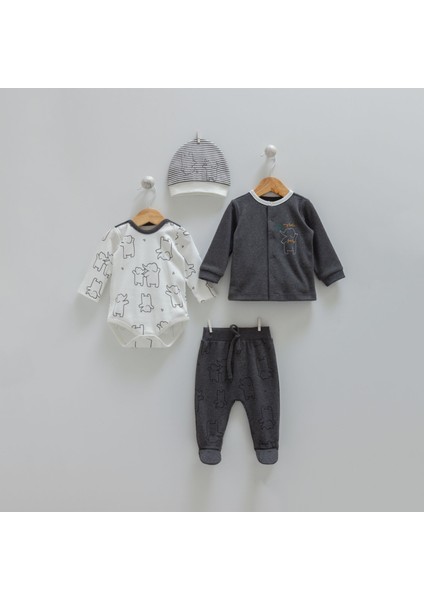 4'lü Siyah Unisex Bebek Takım Set