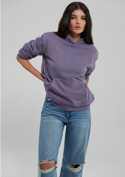 Kapüşonlu Mor Basic Sweatshirt 167299-70608