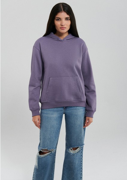 Kapüşonlu Mor Basic Sweatshirt 167299-70608