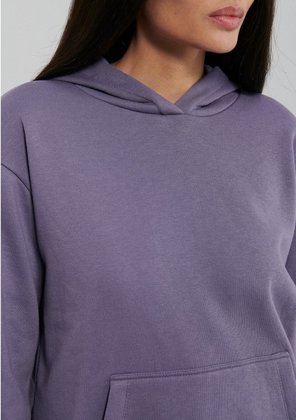 Kapüşonlu Mor Basic Sweatshirt 167299-70608