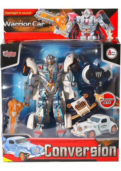 HW-668-1-2 Işıklı Dönüşebilen Robot Araba -Vardem