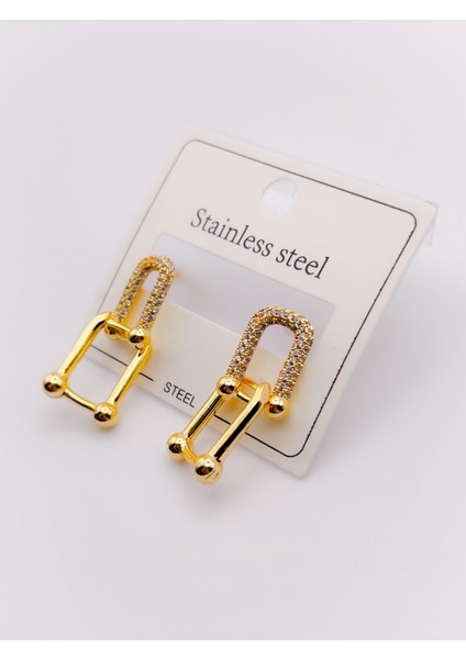 Steel Çelik Küpe Marka Model Sallantılı Taşlı Küpe modelleri