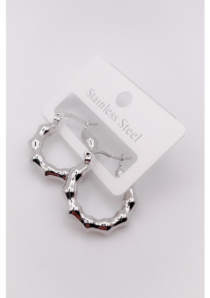 Çelik Küpe Bombeli Küpe Asimetrik Halka Küpe