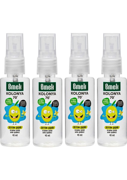 Gliserinli Çocuk Kolonyası Zeytin Çiçeği 45 ml Sprey 4'lü