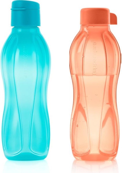 Eco Şişe Suluk Kolay Kapak Mavi ve Turuncu 2'li 500 ml