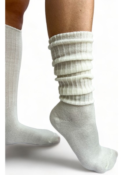 Ciho Socks 4 Çift Diz Altı Kışlık Kadın Yünlü Uyku Çorabı Soft Touch