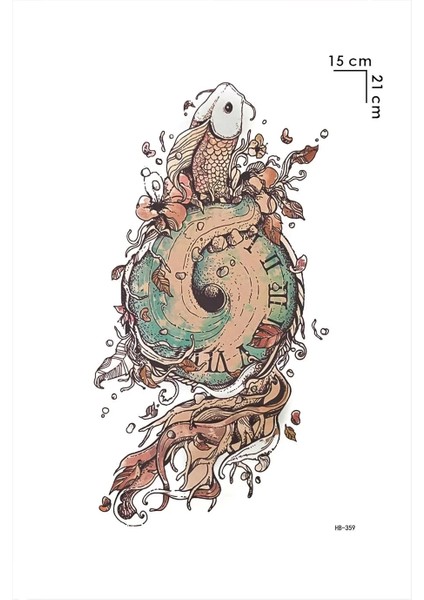 Saat ve Balık Geçici Dövme Tattoo