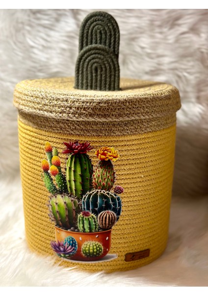 El Yapımı Kaktüs Baskılı Düzenleyici Hasır Sepet fiyatları
