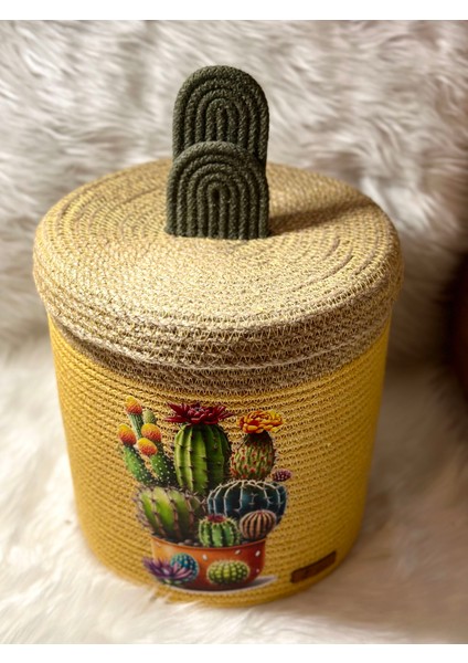 El Yapımı Kaktüs Baskılı Düzenleyici Hasır Sepet modelleri
