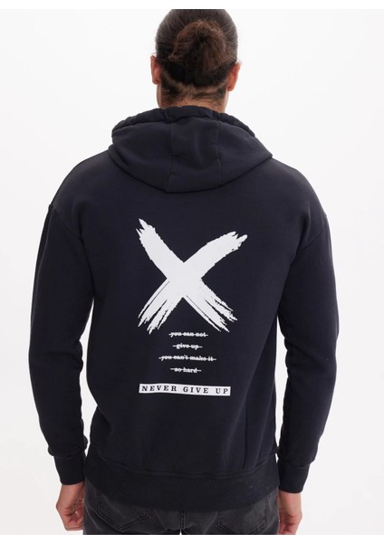NEVER Siyah HOODIE SWEATSHIRT