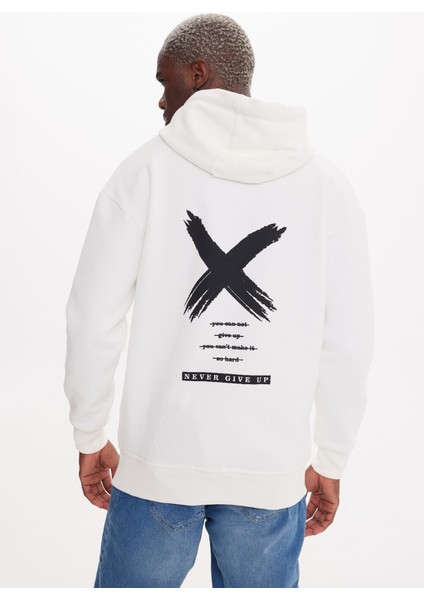 NEVER ekru HOODIE SWEATSHIRT