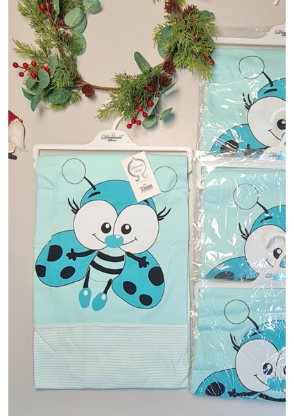 Mavi %100 Pamuk Bebek Battaniyesi Çift Kat Interlok Penye 85X80 cm