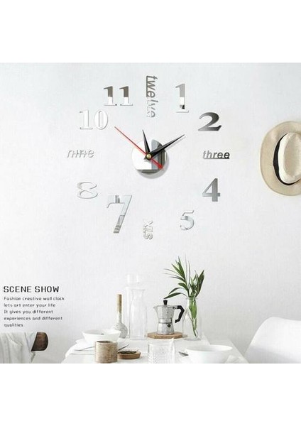 (Gümüş) Dıy Büyük Yaratıcı Sessiz Duvar Saati Modern Basit Saatler Çerçevesiz Sanat Dekoru (Yurt Dışından)