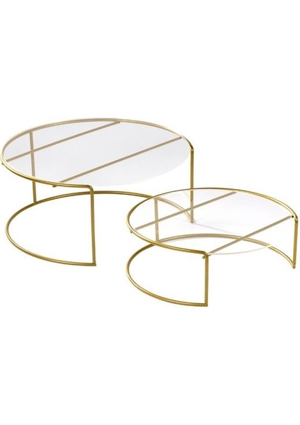 Gold Ikili Küçük Boy Metal Sunumluk / Şeffaf Pleksi İkramlık - Paslanmaz
