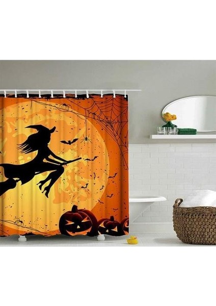 Cadılar Bayramı Perdesi Su Geçirmez Polyester Kumaş Cadı Banyo Dekorasyonu 180 cm x 180 cm (Yurt Dışından)