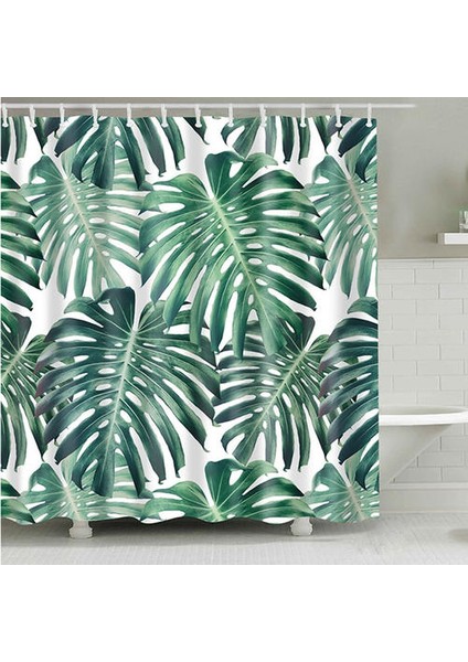 Yeşil Tropikal Bitkiler Duş Perdeleri Banyo Polyester Su Geçirmez Duş Perdesi Banyo Duş Için Baskı Perdeleri Yaprakları (180 * 180 Cm) (Yurt Dışından)