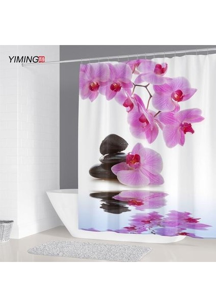 Zen Sessiz Akan Su Çakıli Duş Perdesi Polyester Su Geçirmez Ev Dekoru Perde Kanca ile Yıkanabilir 180 * 200 cm Duş Perdeleri (Yurt Dışından)