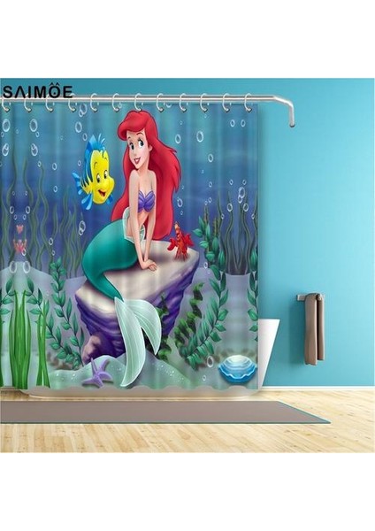 Popüler Küçük Mermaid Duş Perdeleri Su Geçirmez Polyester Kumaş Banyo Perdeleri Küvet Dekor Için (150 * 180 Cm) (Yurt Dışından)